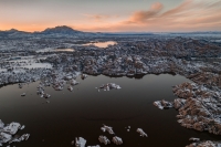 Frozen Sunset Over Watson Lake